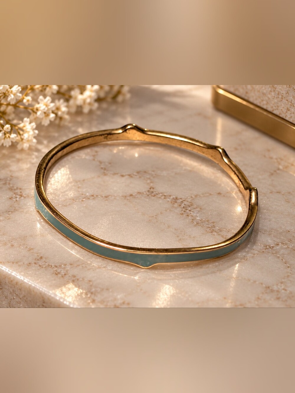 Stella & Dot LIGH BLUE ENAMEL BANGLE BRACELET.